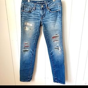 American Eagle patchwork skinny jeans